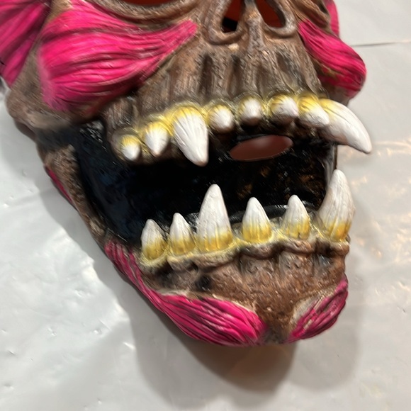 DEVIL red skull monster evil mask HORROR jagged teeth Halloween open eyes muscle - Picture 7 of 11